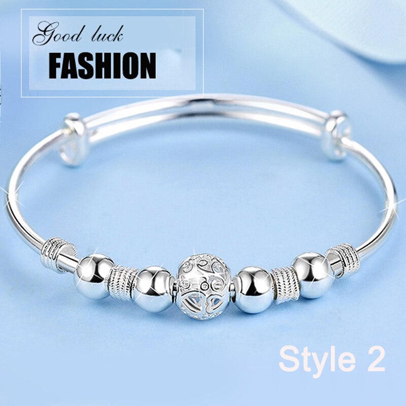 Yanhui 3 Stijl 925 Sterling Zilver Lucky Charm Armband Manchet Armbanden Voor Vrouwen Armbanden Zilver 925 Sieraden Pulseira: Style 2