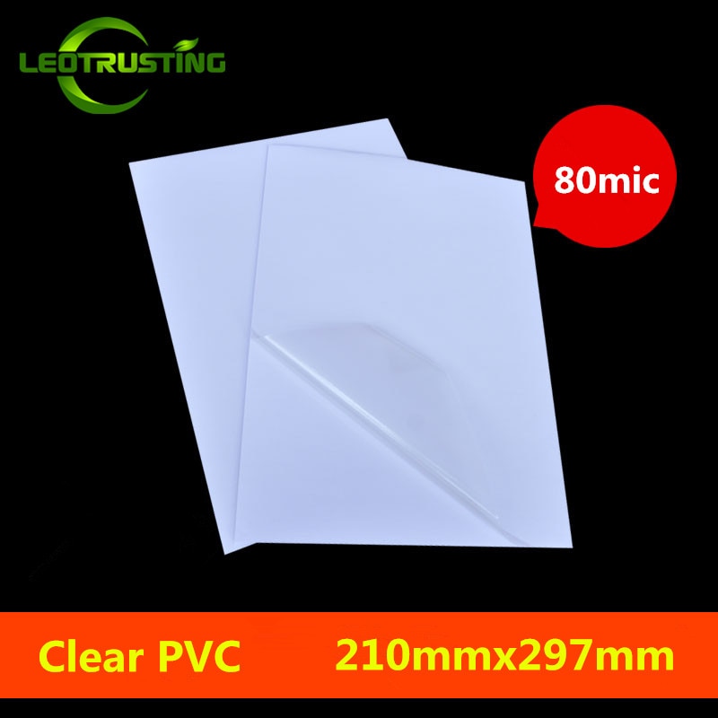 Leotrusting A4 Size 210mmx297mm Transparent PVC Sticker Color Printed Clear PVC A4 Adhesive Sticker for Inkjet Printer