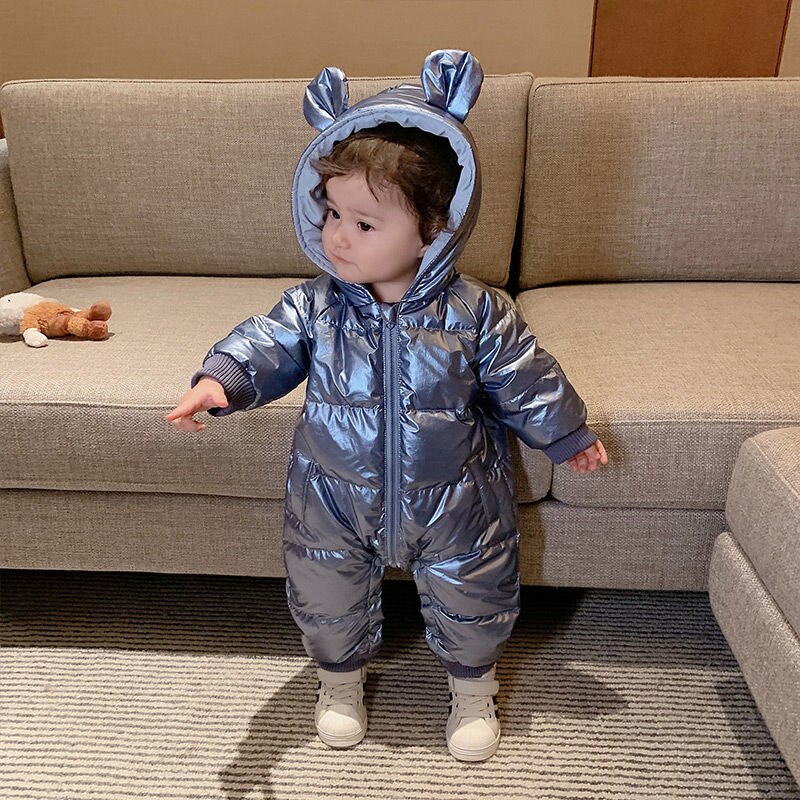 Infant Baby Boys Girls Winter Snowsuit Romper Hoodied Footie Outwear 0-12Month Baby Jumpsuit Down Coat Jacket