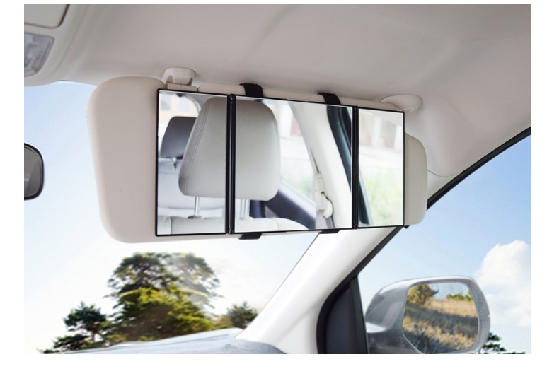 Bil universelle stropper makeup solskærmning køretøjsmonteret kosmetisk spejl folde forfængelighed spejl solskærm justerbart spejl