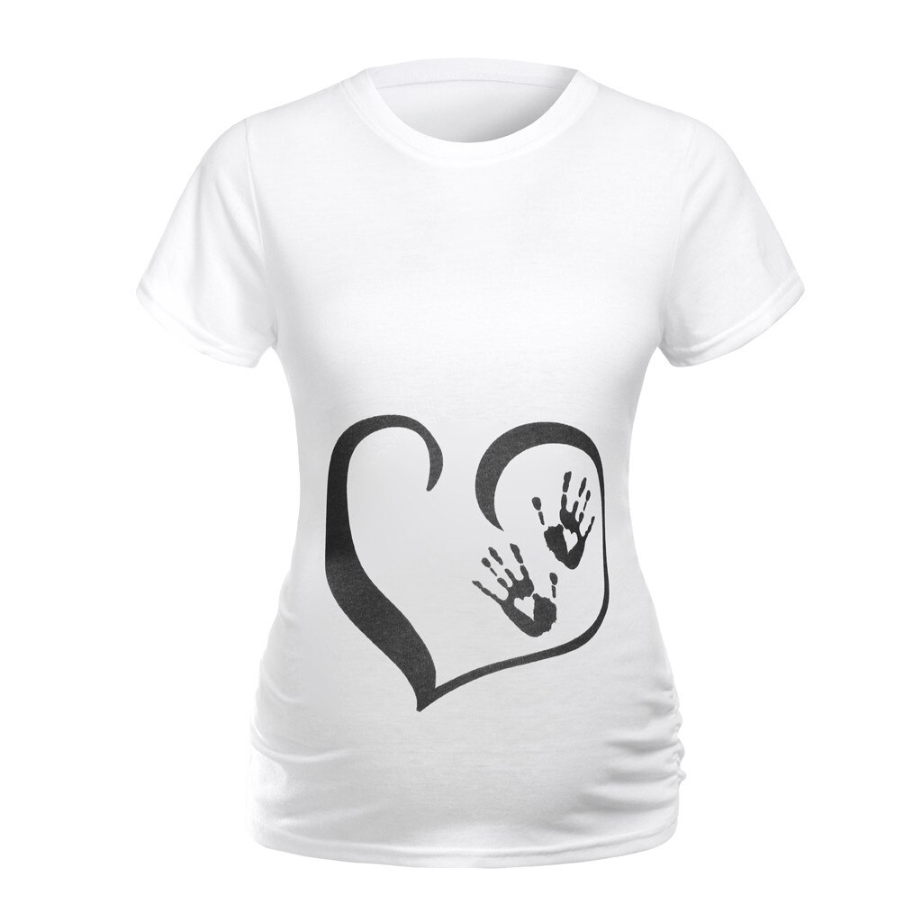 Women Pregnancy Short Sleeve Tops Cartoon Love hand Nusring Baby Maternity Clothes Plus Size 3XL zwangerschaps kleding
#GH: B / XXXL