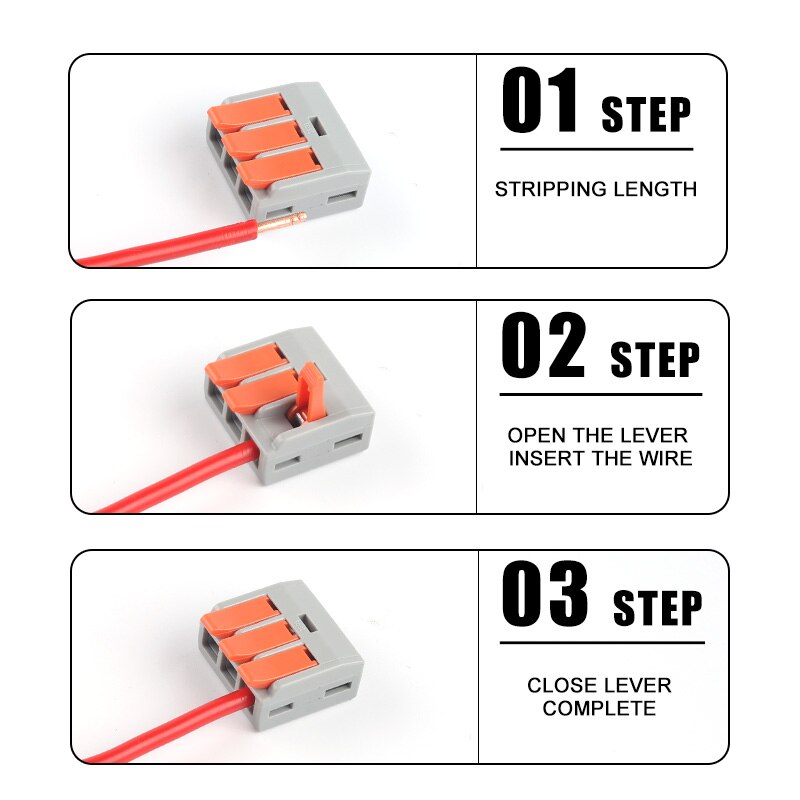 10PCS Cable Connector 6mm2 Universal Compact Quick Connectors Cable For Household Wire Terminal Connector Push-in with Lever