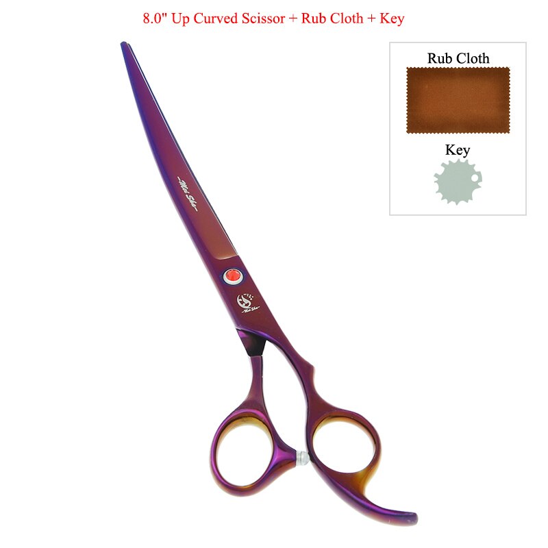 8" Pet Scissors for Dog Grooming Japan 440C Pet Cutting Shears Animal Trimming Thinning Tijeras Curved Shear B0045A: B0045A-05-80