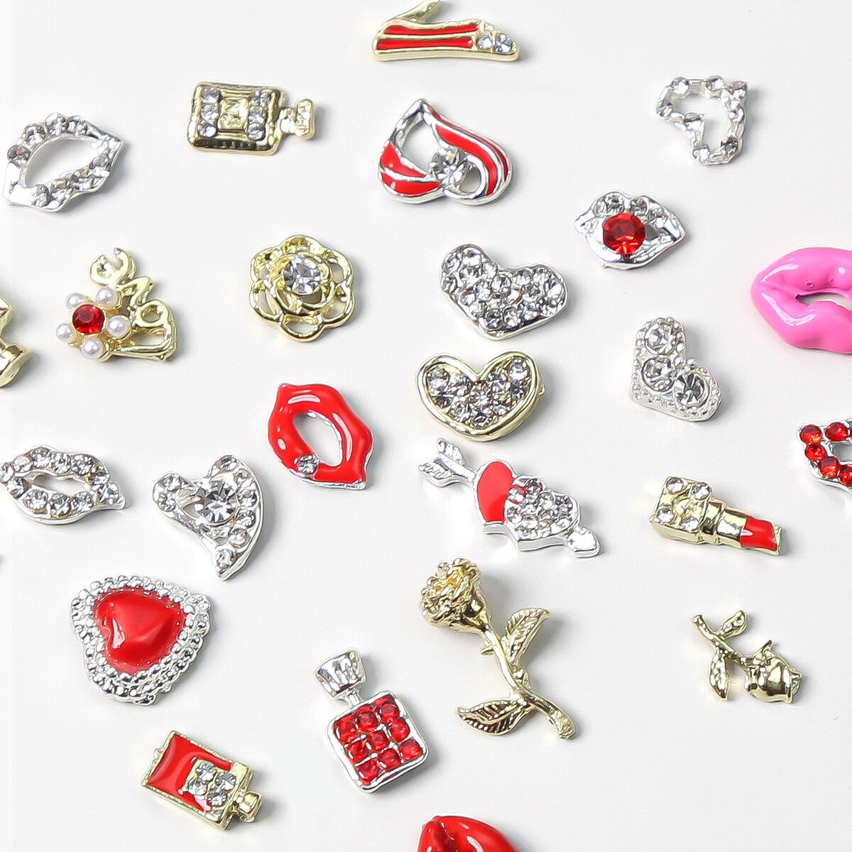 Valentine&#39;s Day 3D Nail Charms,Press ON Nails ,Lip Mark Shaped Nail Art Valentine Love Lips Beautiful Look For Nail Jewelry