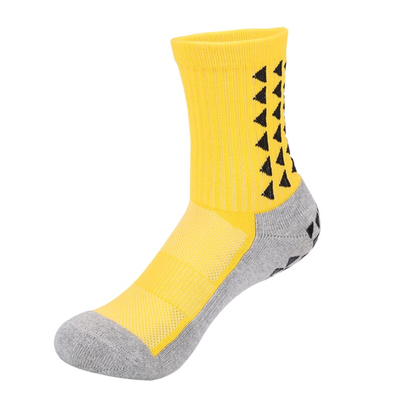 1 Pair Sport Socks Anti Slip Non Skid Slipper Socks with Grips for Adults Men Women Fitness Workout Play Football Sweat Socks: Yellow