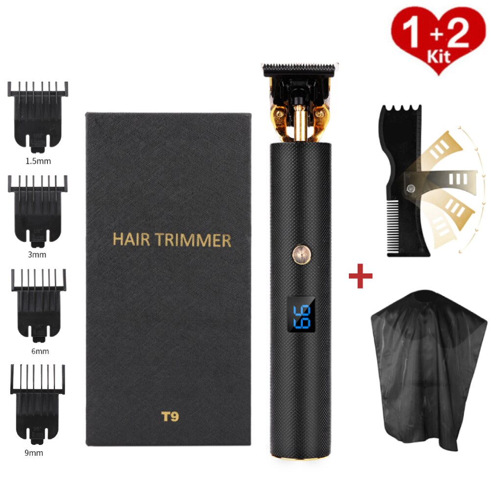 LCD Display Hair Trimmer Clipper Electric Cordless Shaver Trimmer Men Barber Hair Cutter Machine Hair Cut Cloth Hair Style Tool: set 6