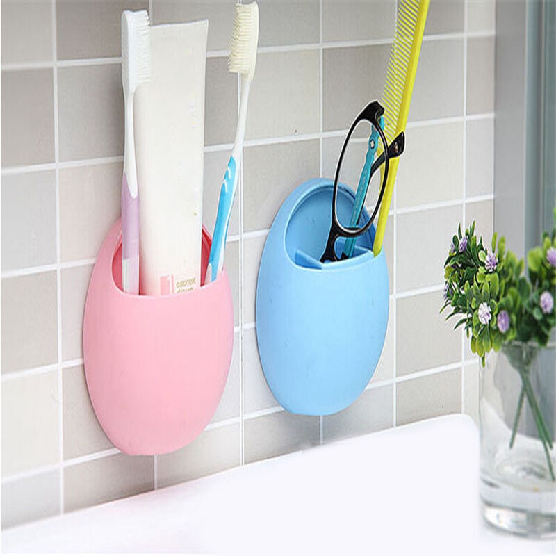 Badeværelse tandbørsteholder vægmonteret sugekop tandpasta opbevaringsstativ