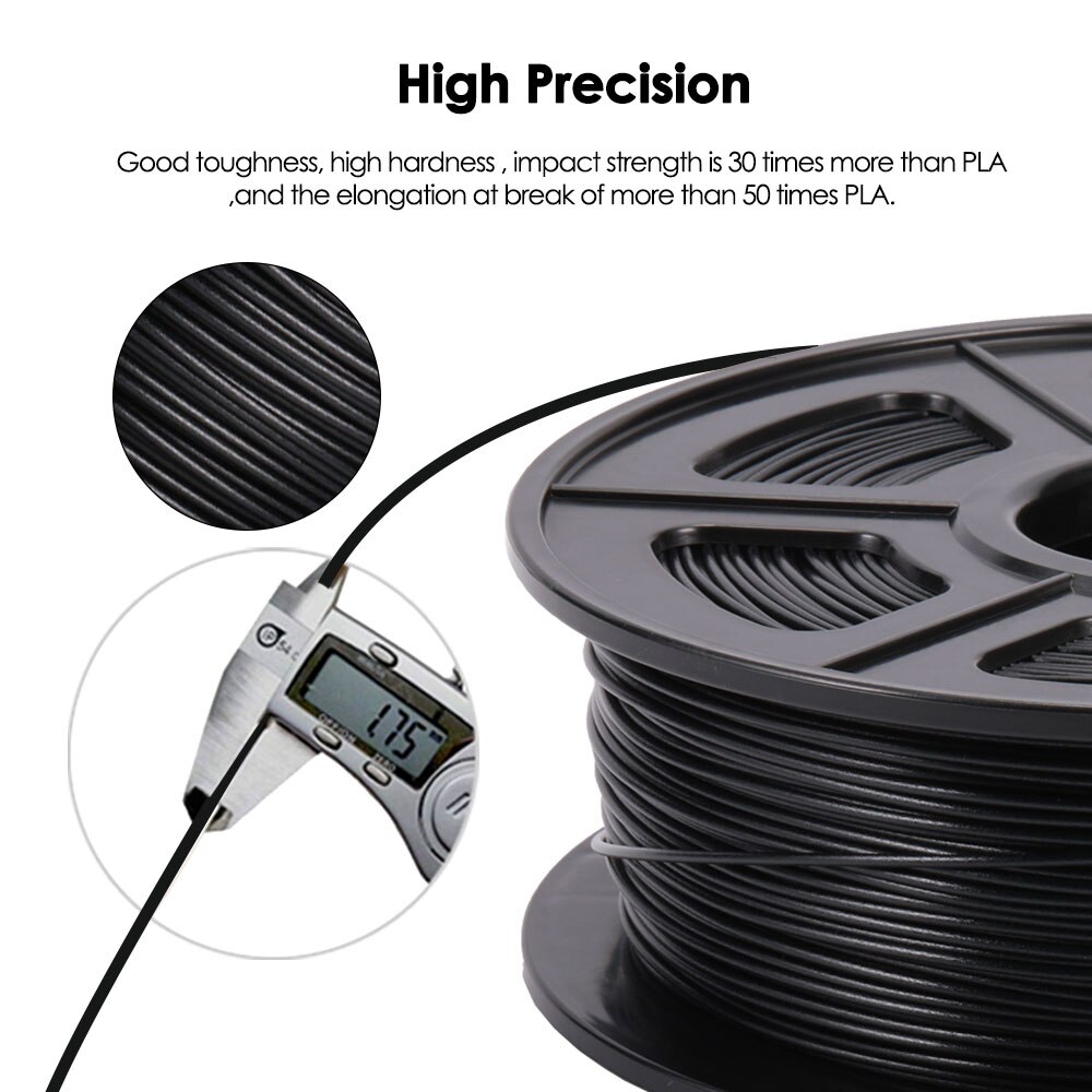 PETG Filament 1kg 1.75mm Tolerance +/-0.02mm 320m/Roll Translucent Good Toughness Non-toxic Printing Material for FDM 3D Printer