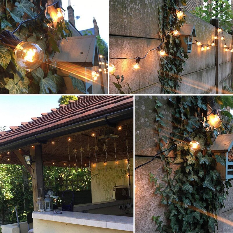String Lights Waterproof 50FT 30FT 25FT guirnalda luces exterior G40 Fairy Garland lights Wedding Party Festibal Decoration