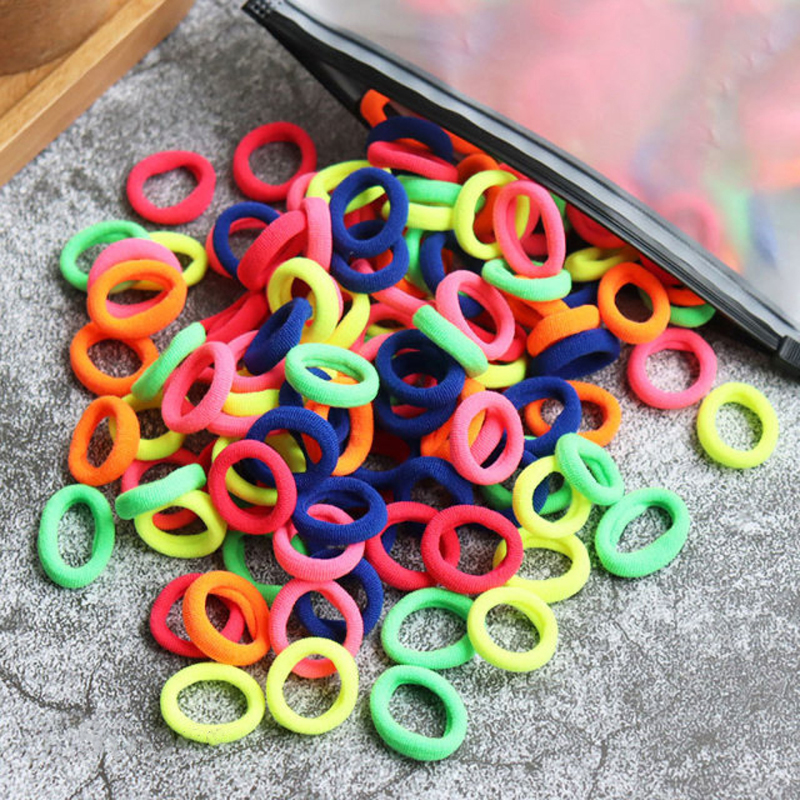 50/100 Uds. Bandas elásticas para el cabello para niños, banda de goma para niñas, lazos para el cabello de nailon, diadema, accesorios para el cabello para bebés: XS / Azul cielo