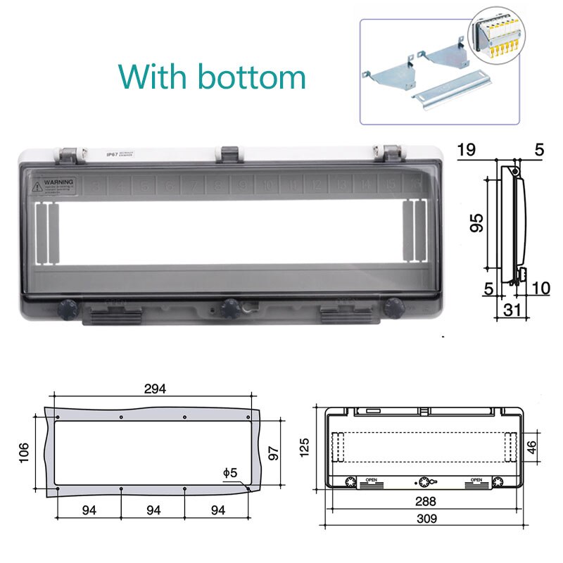 Transparent button protection window cover Waterproof window circuit breaker switch IP67 splash cover box: 16 With bottom