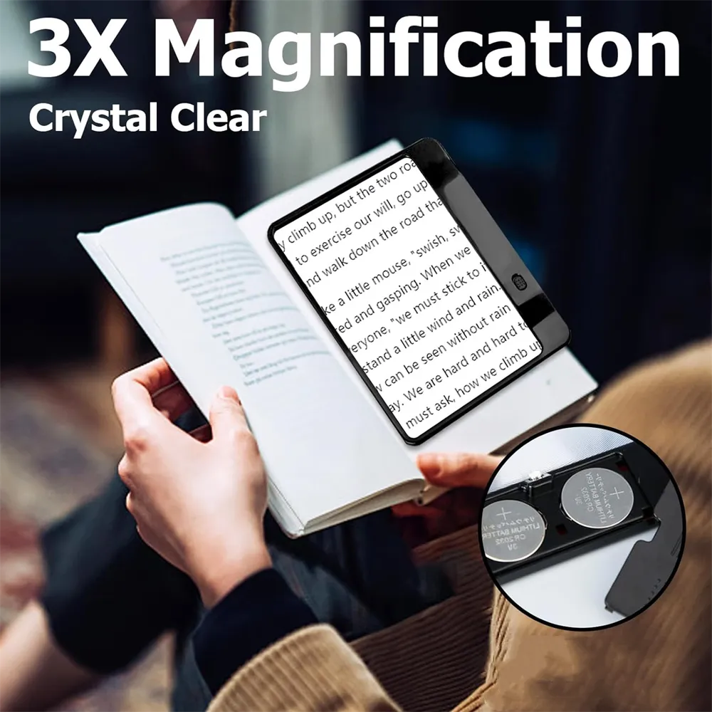 3X Reading Magnifying Glass, Full Page Magnifying Glass With LED Light, Suitable for Children And The Elderly to Read Books
