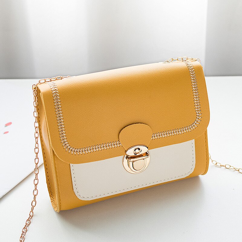 Women Shoulder Bag Casual Handbag for Women Mini Bags Chain Handle Messenger Crossbody Bags Lady Lock Wallet Handbags: Yellow