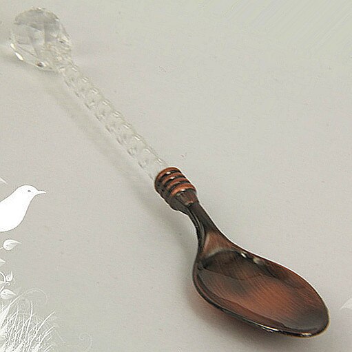 1PC estilo real clásico Cristal Tallado café cubertería, cuchara de postre cuchara para té o café pastel cuchara de postre: Red bronze