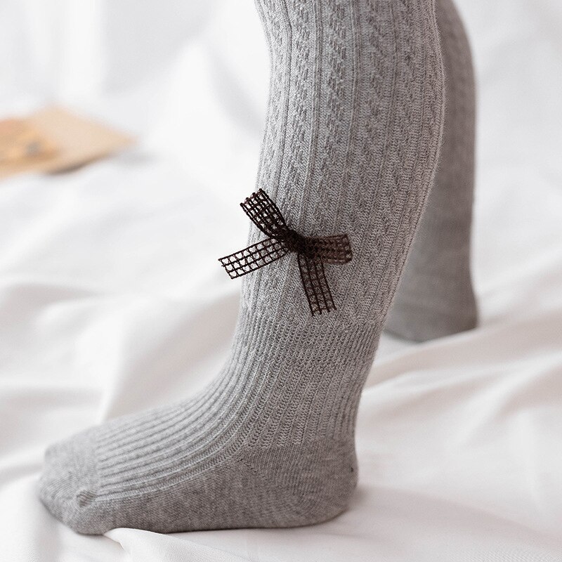 Cor sólida bebê menina collants bonito bowknot crianças meia-calça algodão macio bebê menina coisas primavera outono infantil criança meias