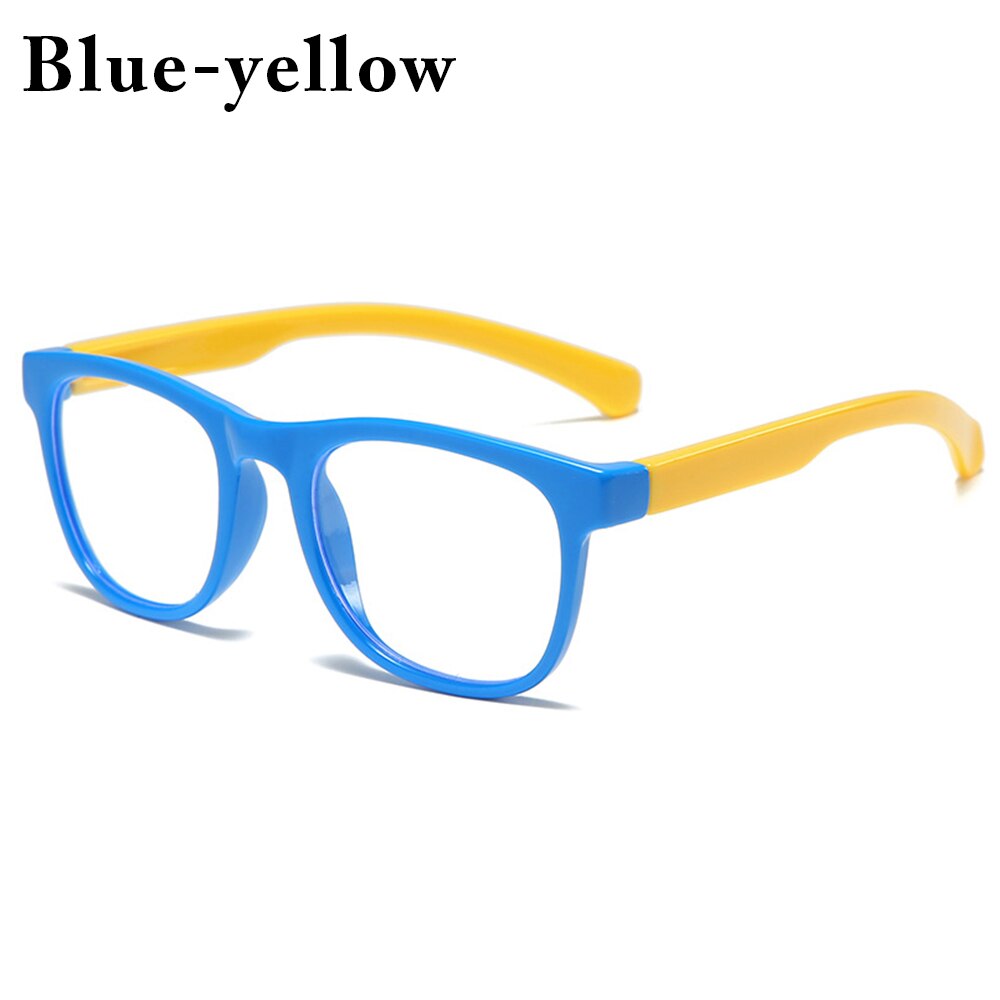 Silikone ramme anti blåt lys glasse anti stråling børn computer briller video gaming briller briller sikkerhedsbriller: Blå-gul