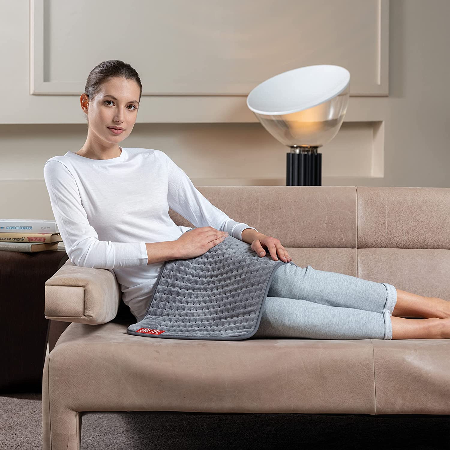 Imetec Intellisense XL -Almohadilla Rectangular Eléctrica Térmica para Espalda, Hombros, Barriga y Piernas, Medida Extra Large, Tamaño: 38 x 50 cm, Suave y Cálido, Microfelpa, Lavable, Hipoalergénico y Transpirable