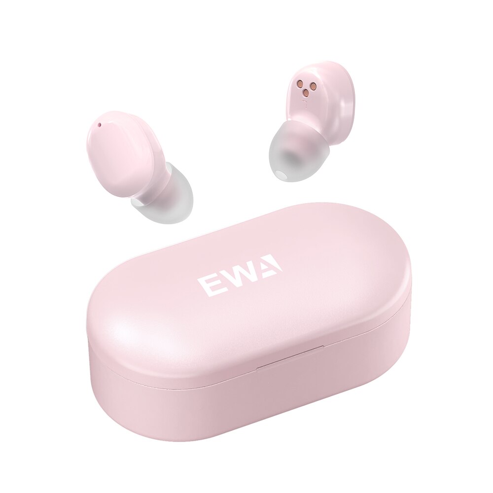 EWA T300 Bauhaus StyleTWS Earbud Bluetooth 5.0 In-Ear HD Stereo Wireless Earphones with Mic waterproof earbuds: Pink