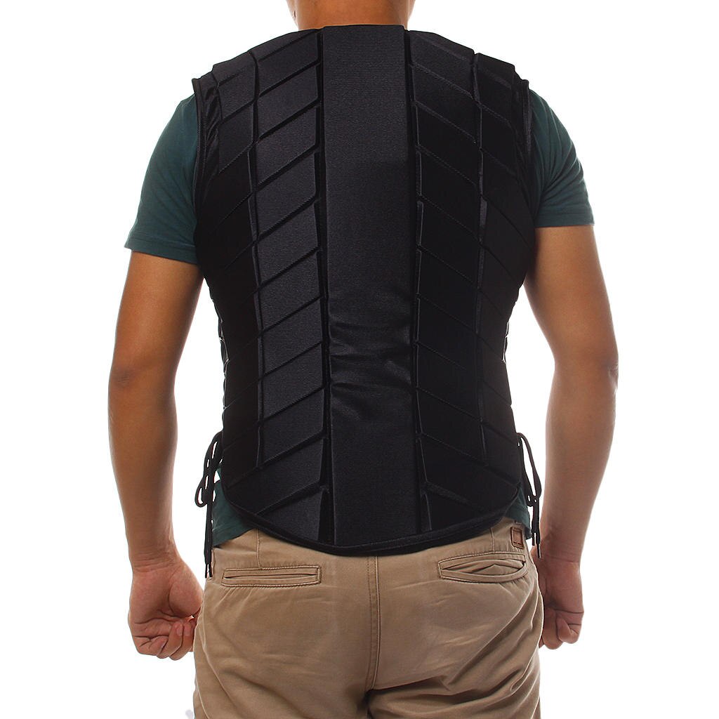 Adults Equestrian Protective Vest Horse Riding Vest Body Protector Safety Unisex Black Zipper Waistcoat, Shock Impact Absorbing