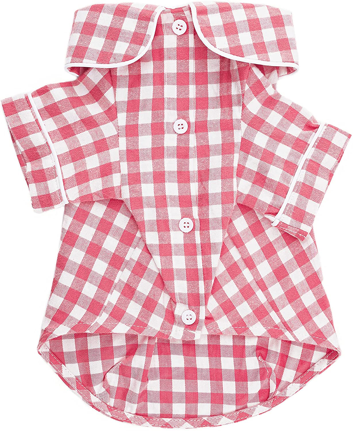 LVTUBANLV Knuffelen Dog Shirt Cotton Plaid Pajamas Puppy Clothes for Small Dogs Cats Stylish Pet Pjs Sleepwear Soft Breathable