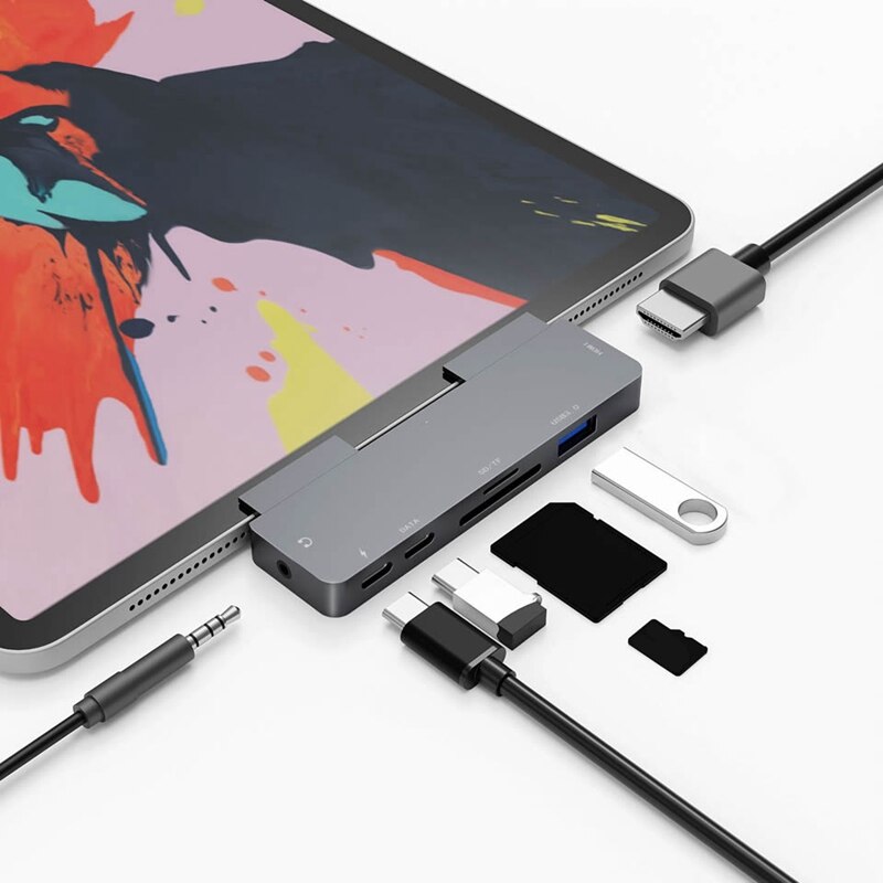 Usb C Hub 4K Hdmi Adapter Met USB-C Pd Tf Sd Usb 3.0 3.5Mm Jack Port Usb type C Dock Voor Ipad Pro Pro/Air