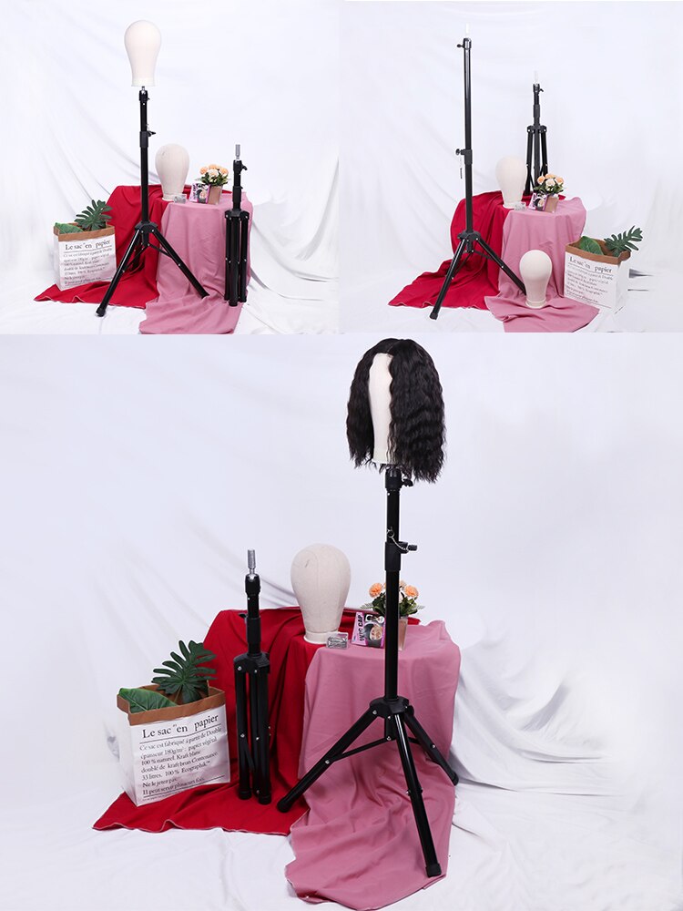 Wig Stand Mannequin Head Tripod Holder Adjustable Canvas Block Head Stand 21-25Inch Cosmetology Hairdressing Hair Extensions