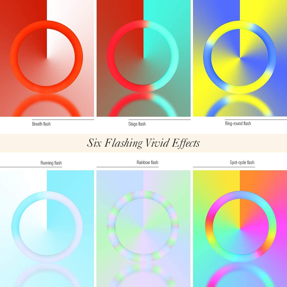 Anillo de luz Led RGB de 10 pulgadas con trípode, soporte para teléfono móvil, lámpara para fotografía y vídeo en vivo, iluminación colorida para selfis de 26cm