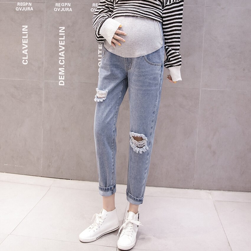 Pantalon en denim pour femmes enceintes, baggy ample, tenue de maternité, collection printemps et automne