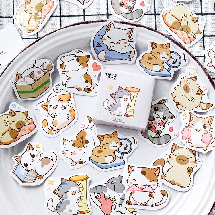 45Pcs/set Lovely Cat Pet Animal Stickers Decorative Sticker Diary Stationery Album Sticker Flakes Scrapbooking: 408