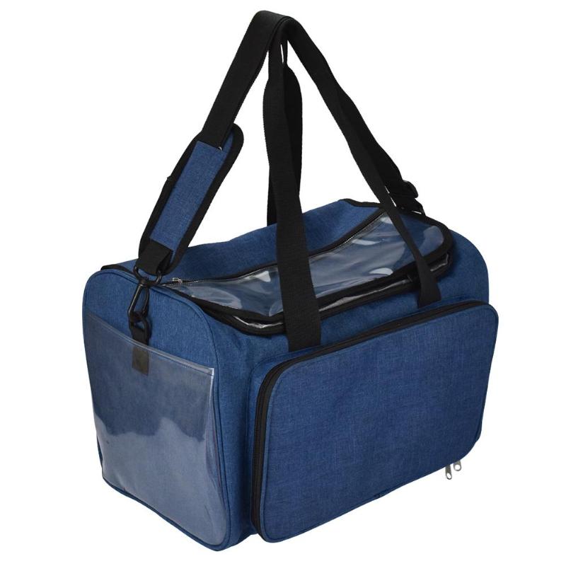 Stor garn opbevaring hækletaske håndtaske garn organisator til alle hæklet strik tilbehør til garn opbevaring strikke taske: Blå 38 x 26 x 25cm
