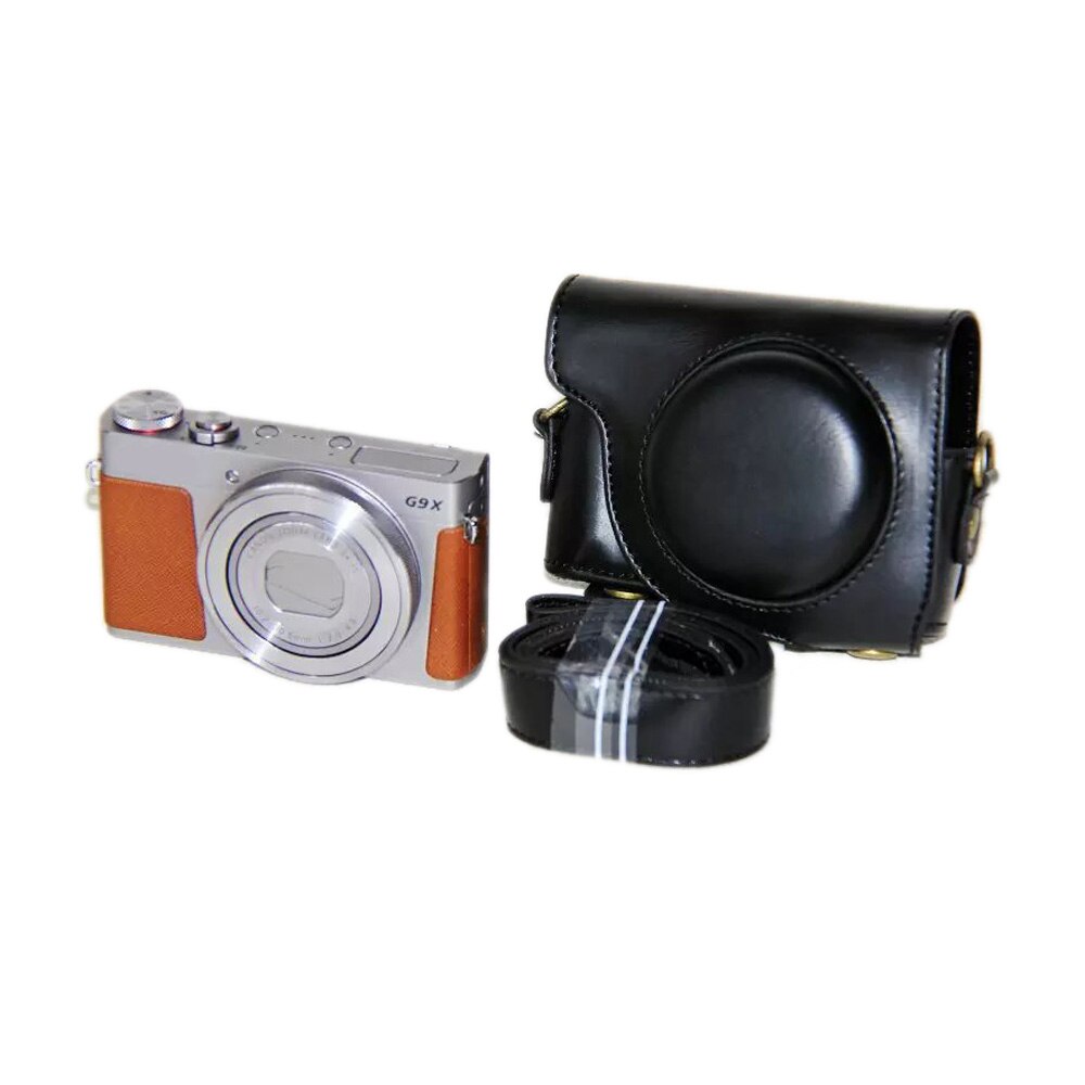 Skórzane etui na aparat Canon Powershot G9 X G9X G9 X Mark II G9X2 Pokrowiec na aparat z paskiem: Jasno szary