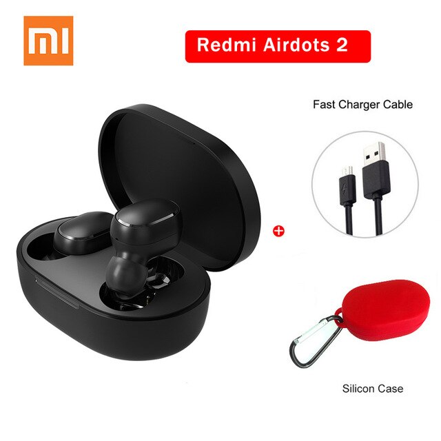 Xiaomi Redmi Airdots 2 TWS Earphone Wireless bluetooth 5.0 Earphone Stereo Noise Reduction Mic Voice Control: AirdotS2 red case