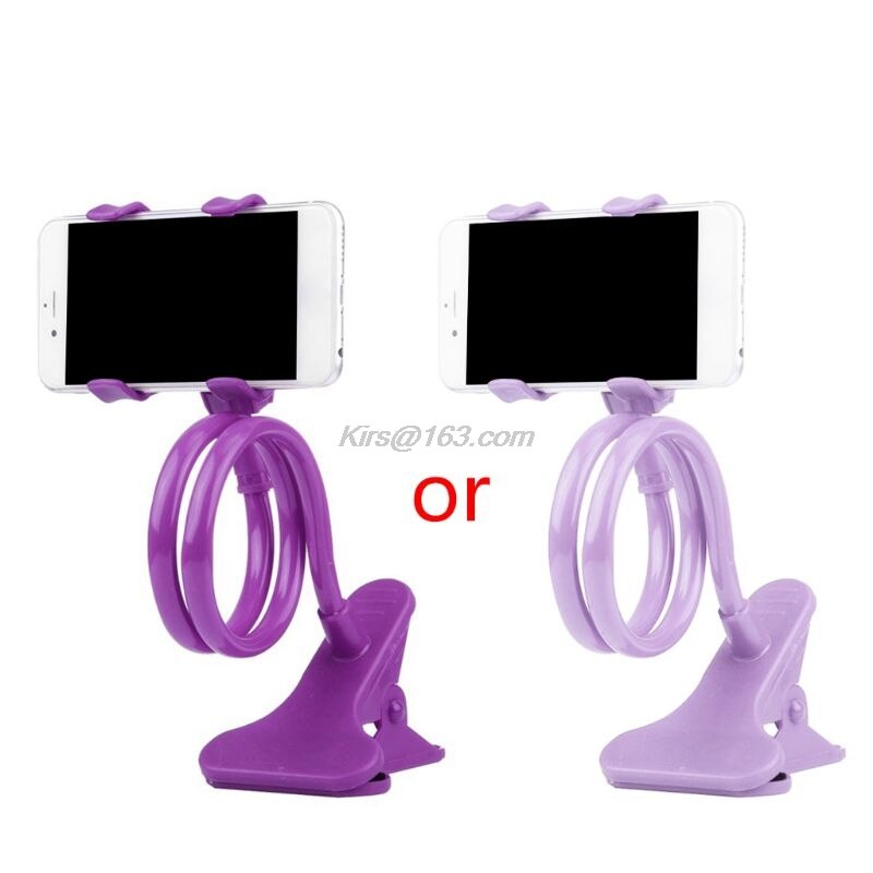 Mobile Lazy Bracket Two Clamp Flexible Phone Stand Holder for Cellphone Support telephone: Purple