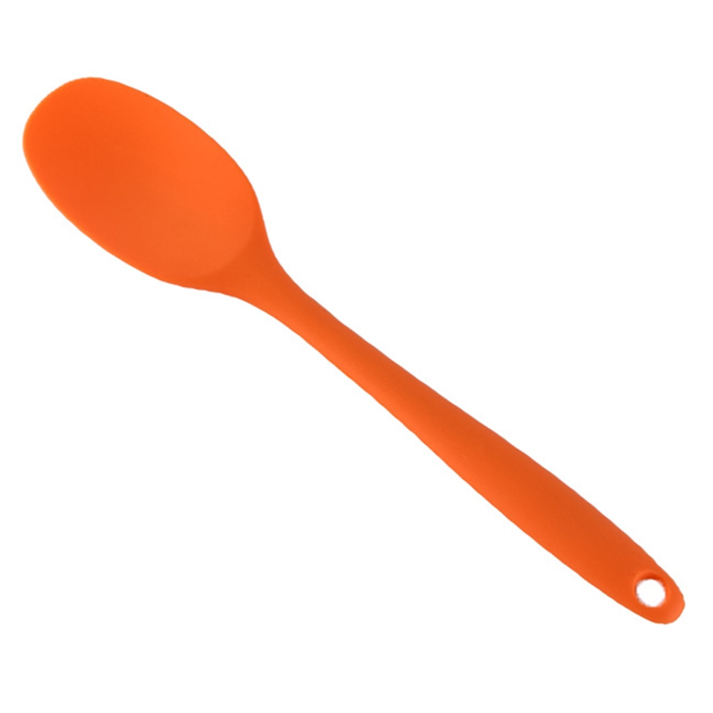 Cuillère Flexible en Silicone résistant à la chaleur, spatule à Long manche, grattoir antiadhésif, cuillères à crème glacée, pelle ustensile de cuisine: Orange