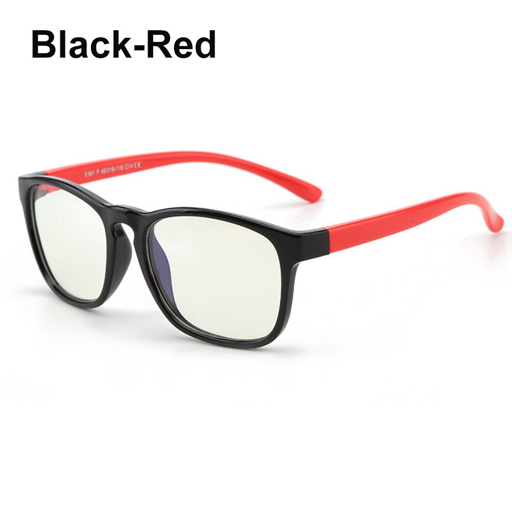 Kids Anti Blue Light Glasses Anti Radiation Anti Eyestrain Children Goggles Boy Girl Silicone Frame Computer Video Game Eyewear: Black-Red