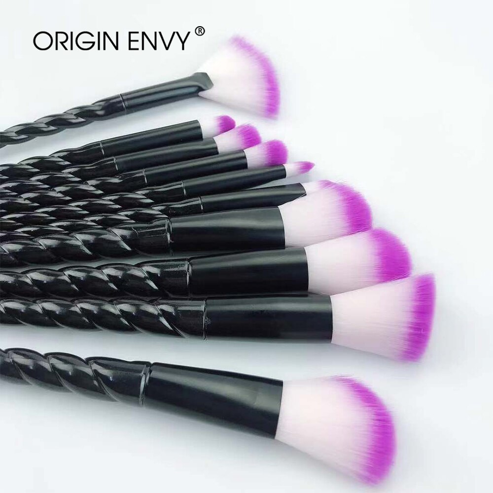 ORIGIN ENVY 10 Uds multifunción unicornio brocha de maquillaje blanco Patrón En Espiral pinceles de maquillaje en forma de cuerno brocha para cejas brocha para sombra de ojos