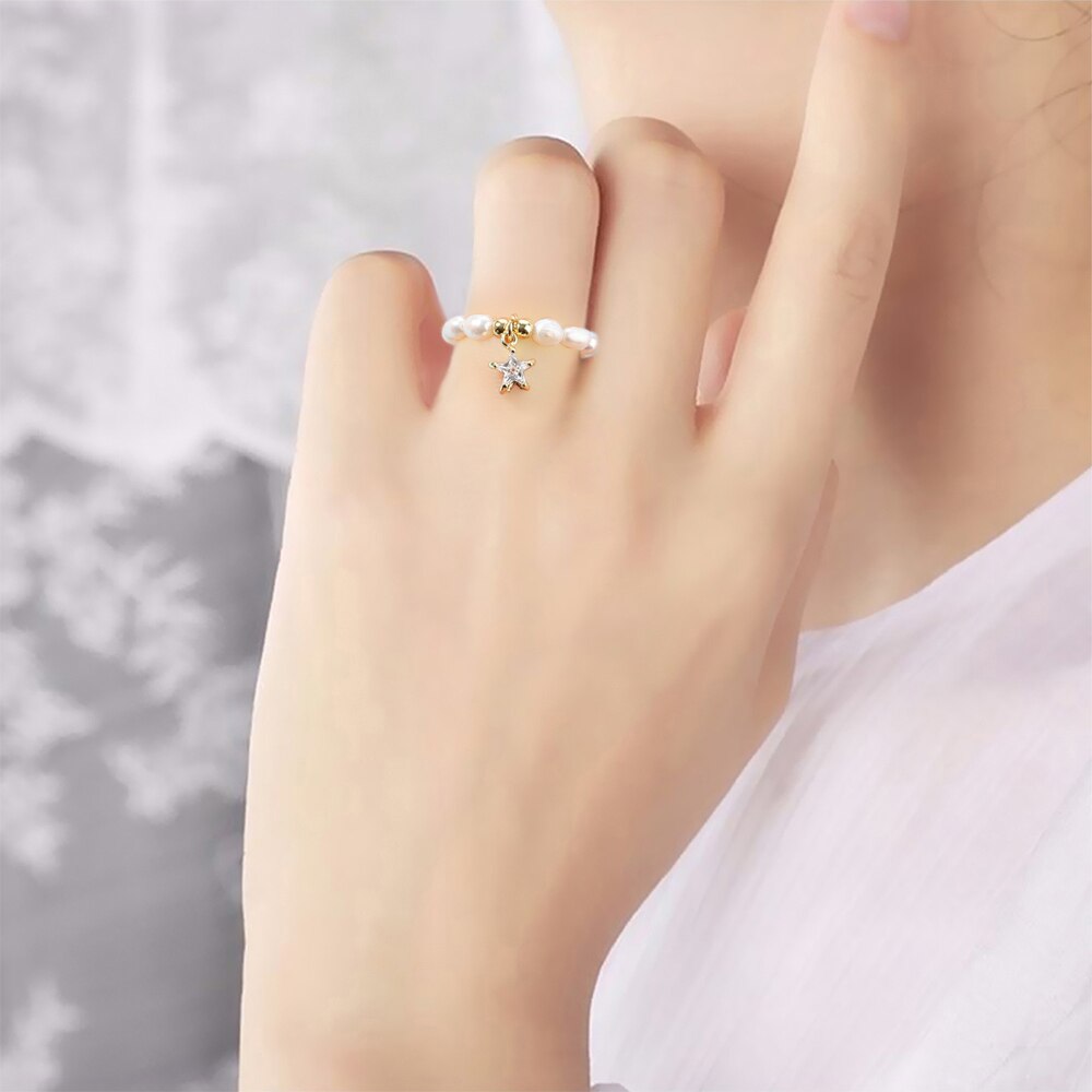1Pc Natürliche Süßwasser Perle Finger Ring Minimalistischen Party Schmuck Kreis minimalistisch Party Quaste Ring Neue