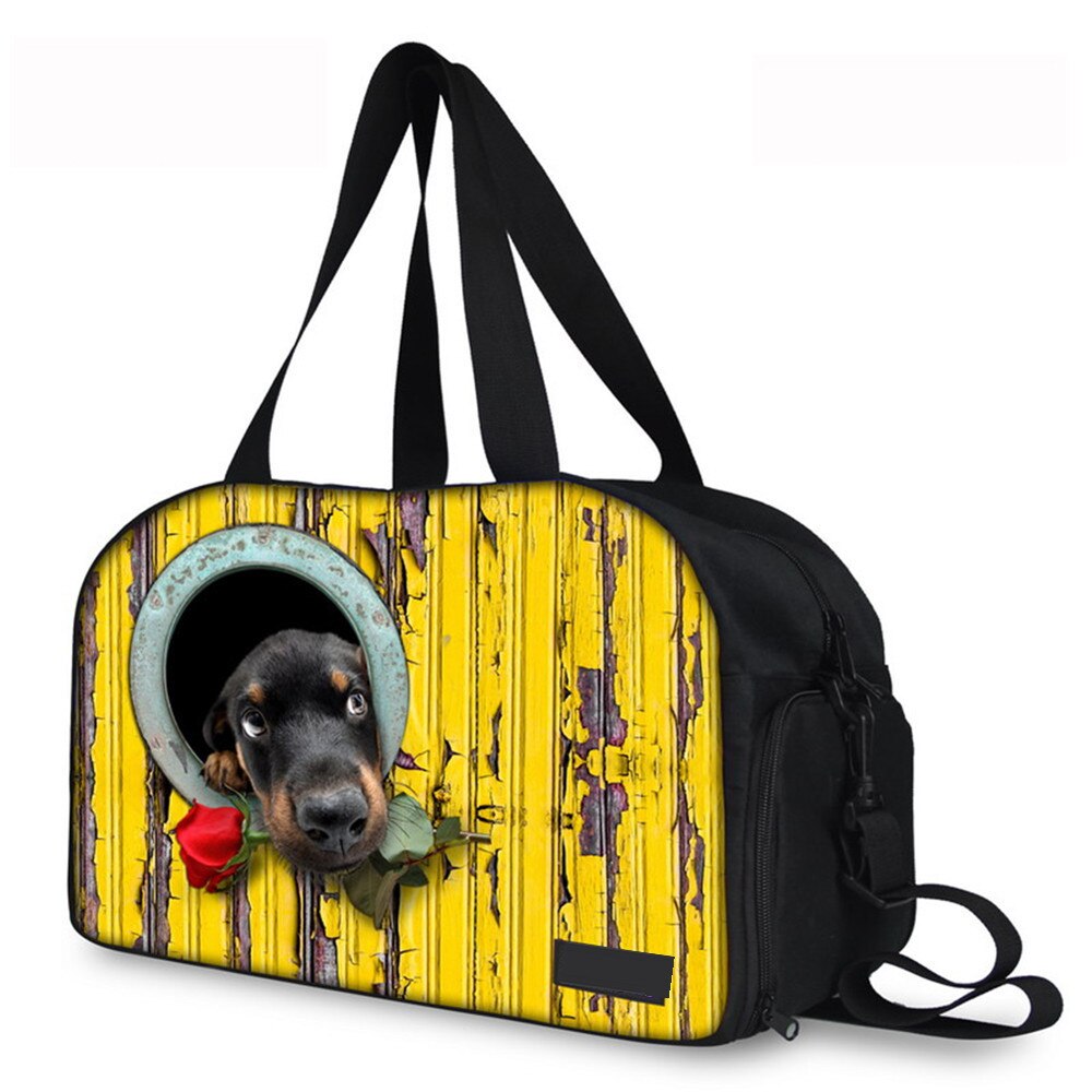 Diseños extravagantes 3D para perros con patrón de rosas impresas, bolsa de viaje de gran capacidad, informal, para equipaje de mano, de viaje, fin de semana