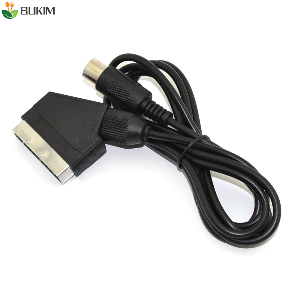 BUKIM Zwarte 1.8 M/6FT EU versie V-pin Scart kabel RGB AV Kabels PAL Voor sega Megadrive 1 Genesis 1 Master System 1