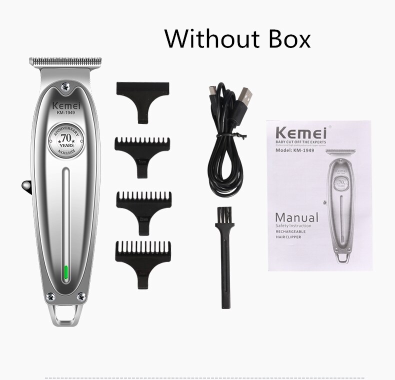 Kemei-1996 Barber Shop Rechargeable Hair Clipper All Metal Electric Hair Trimmer Men Beard Trimmer Haircut Machine: 1949 Without Box / EU Plug