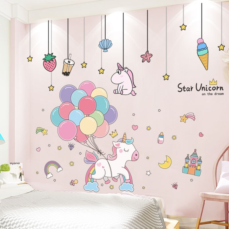 [shijuehezi] tegneserie hest dyr wallsticker gør-det-selv balloner stjerner vægklistermærker til hus børn soveværelse baby værelse dekoration: Stjerner og dyr