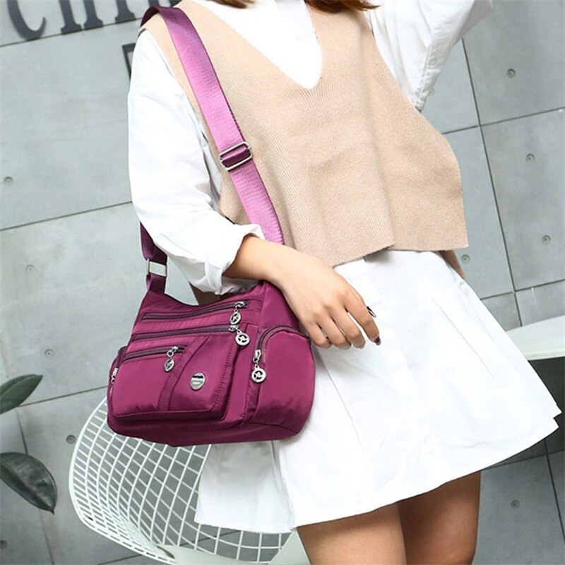 Las mujeres bolsa de Nylon impermeable bolsas de mensajero para mujer bolso de hombro bolso Casual bolsos