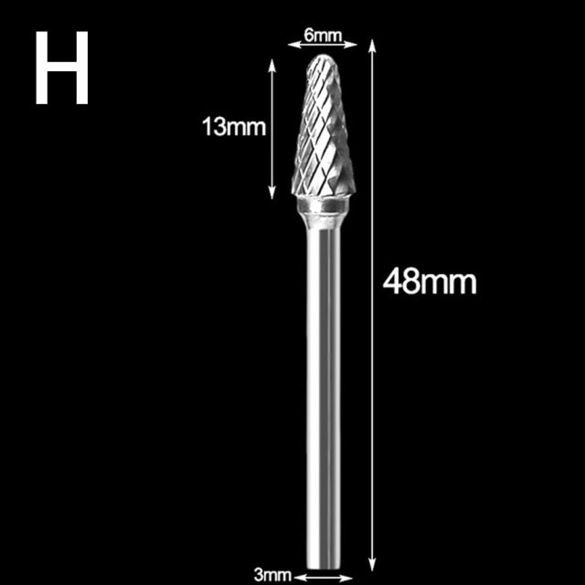 1 stk wolfram stål slibehoved wolfram carbid grater sæt mini bor diamant bor materiale wolfram dremel tilbehør: H