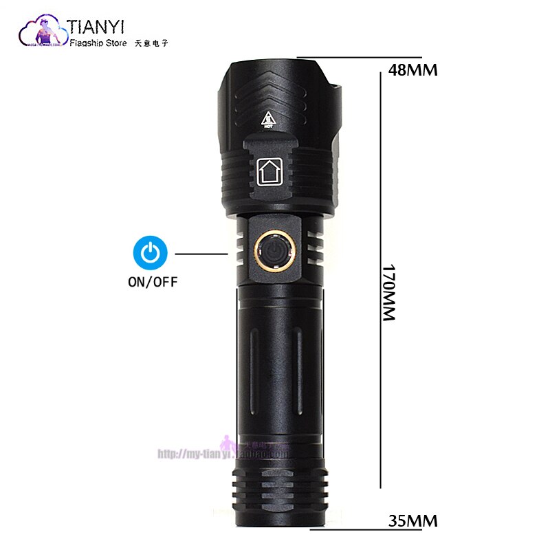 Strong light telescopic focusing XH-P90 lamp bead lighting flashlight LED high-power household emergency lighting flashlight