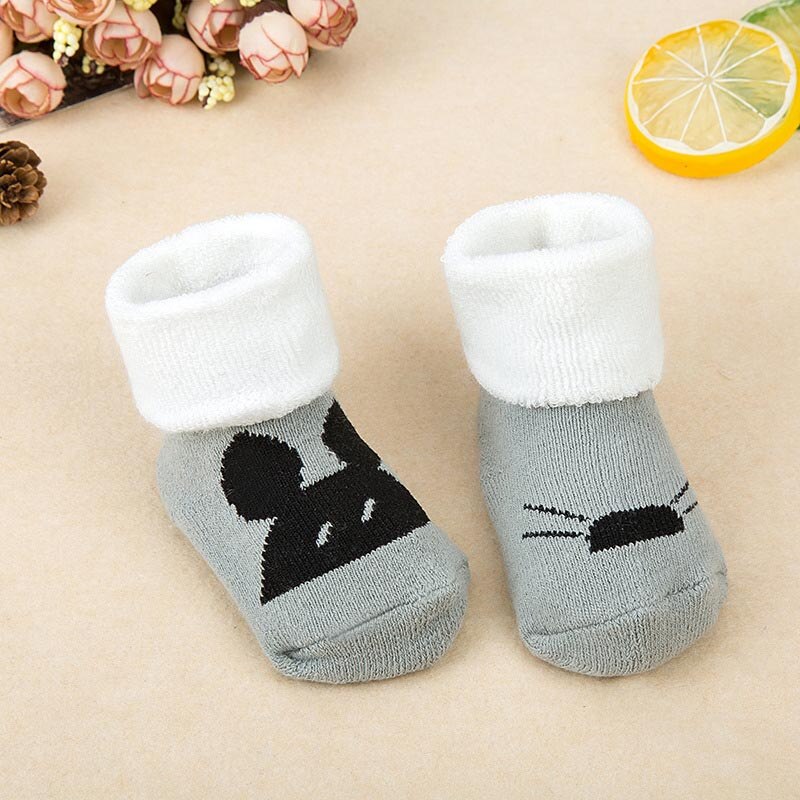 Winter Autumn Baby Socks Soft Cotton Newborn Socks for boy girl Cute Cartoon Calcetines Skarpetki Baby Stuff: gray mouse