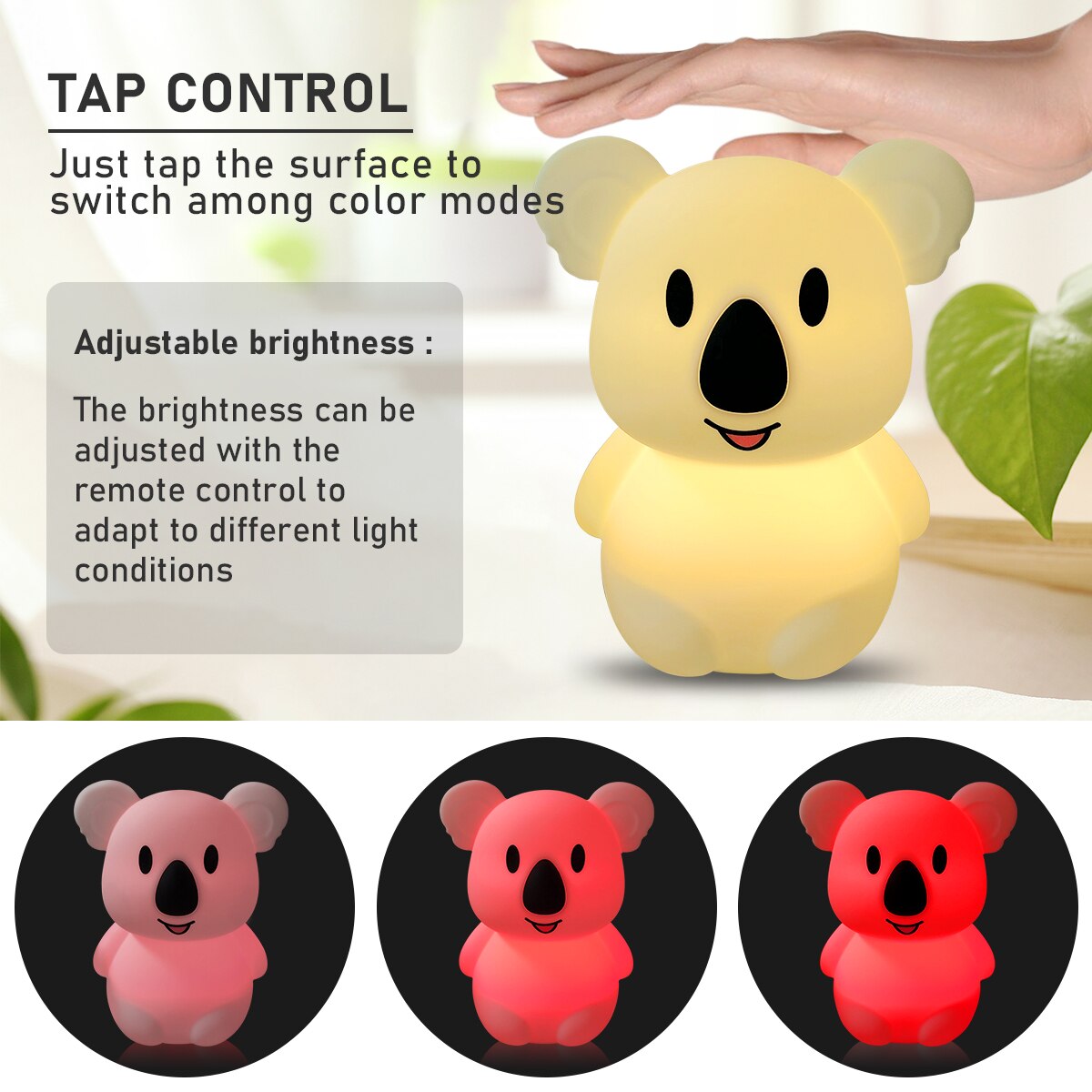 Led Nachtlampje Kind Creatieve Speelgoed Lichtgevende Leuke Koala Siliconen Baby Lamp Touch Sensor Slaapkamer Decor Kids Voor meisje