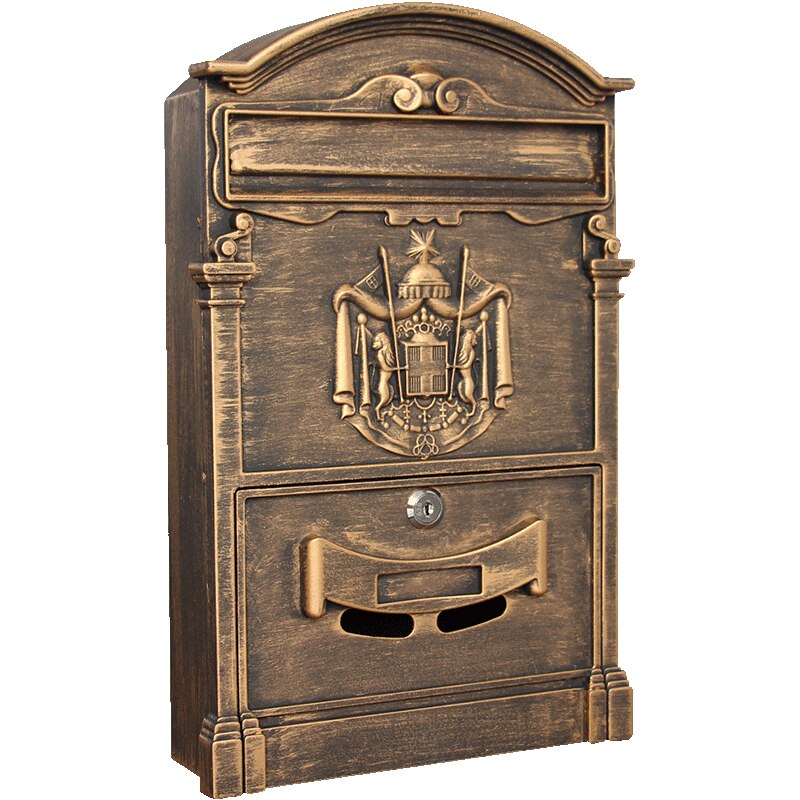 Lockable Secure Mail Letter Post Box Vintage Metal Mail Box Garden Ornament Retro wall-mounted Mailbox CW238