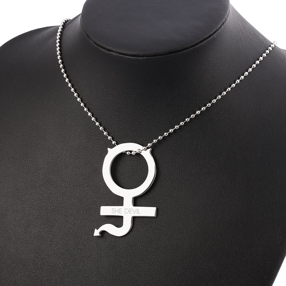 100% in Acciaio Inox Femminile Simbolo Internet Ragazza Lei Diavolo Igirl Dei Monili Della Catena Della Collana Del Choker per Le Donne Streetwear Pesante Gotica: XL0577