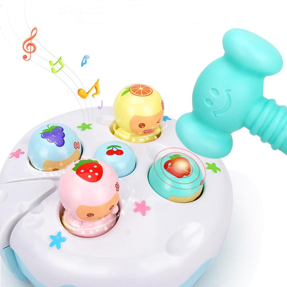 Multifunktionale frühen bildung puzzle elektrische hamster baby spielzeug Sound und licht obst kuchen klopfen musik spiel maschine