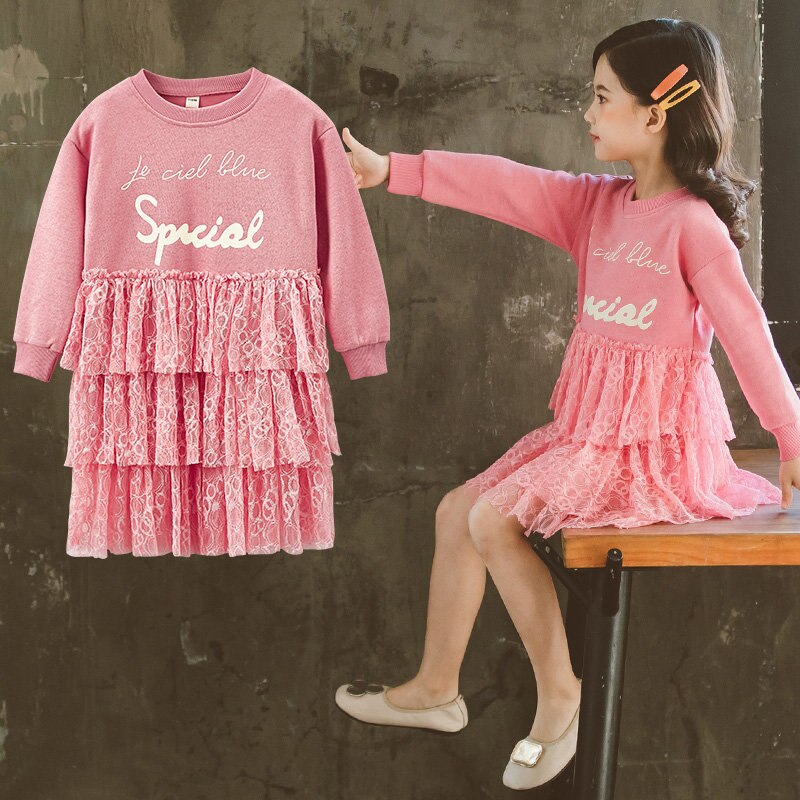 Girl Clothing Long Pink Sweatshirts Dresses for Girls Spring Fall Casual Long Sleeve Layered Clothes for Girls Age 8 12Y